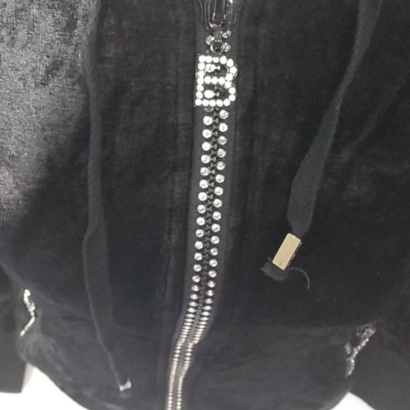 BCBG MAXAZRIA BLACK RHINESTONE HOODIE SIZE SMALL - Picture 3 of 9